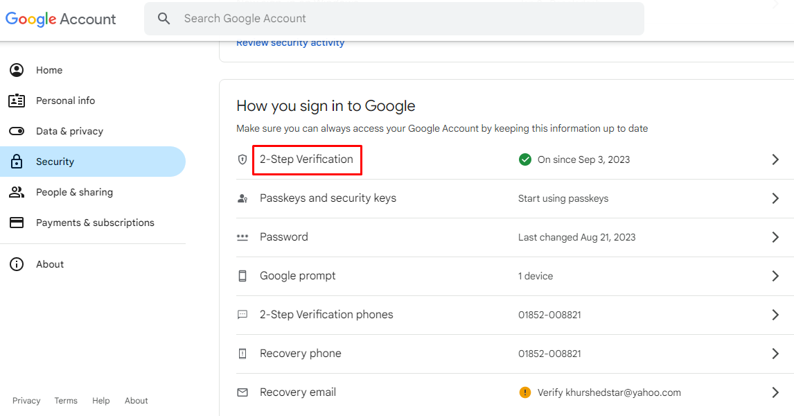 Two Step Verification