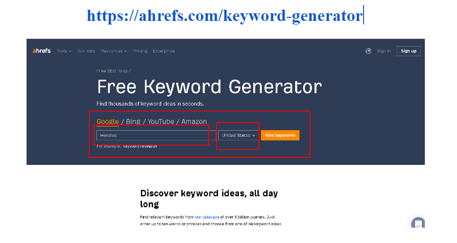 Keyword Research by Ahref Keyword generator