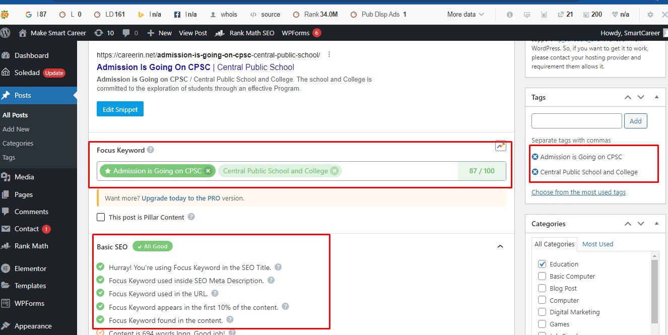 On Page SEO Score