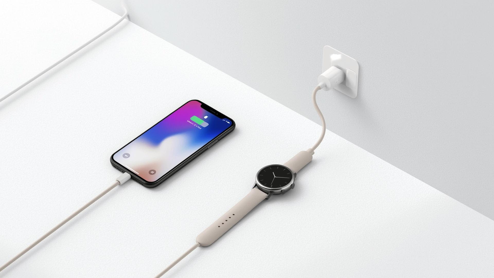 Charge your smartphone and smartwatch at the same time by 2-in-1 USB-C Cable !